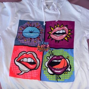 Long sleeve tee with hoodie.